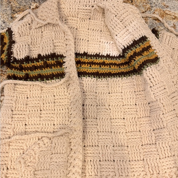 Vintage Hand Made Thick Knit Sweater with Ties - Picture 11 of 12